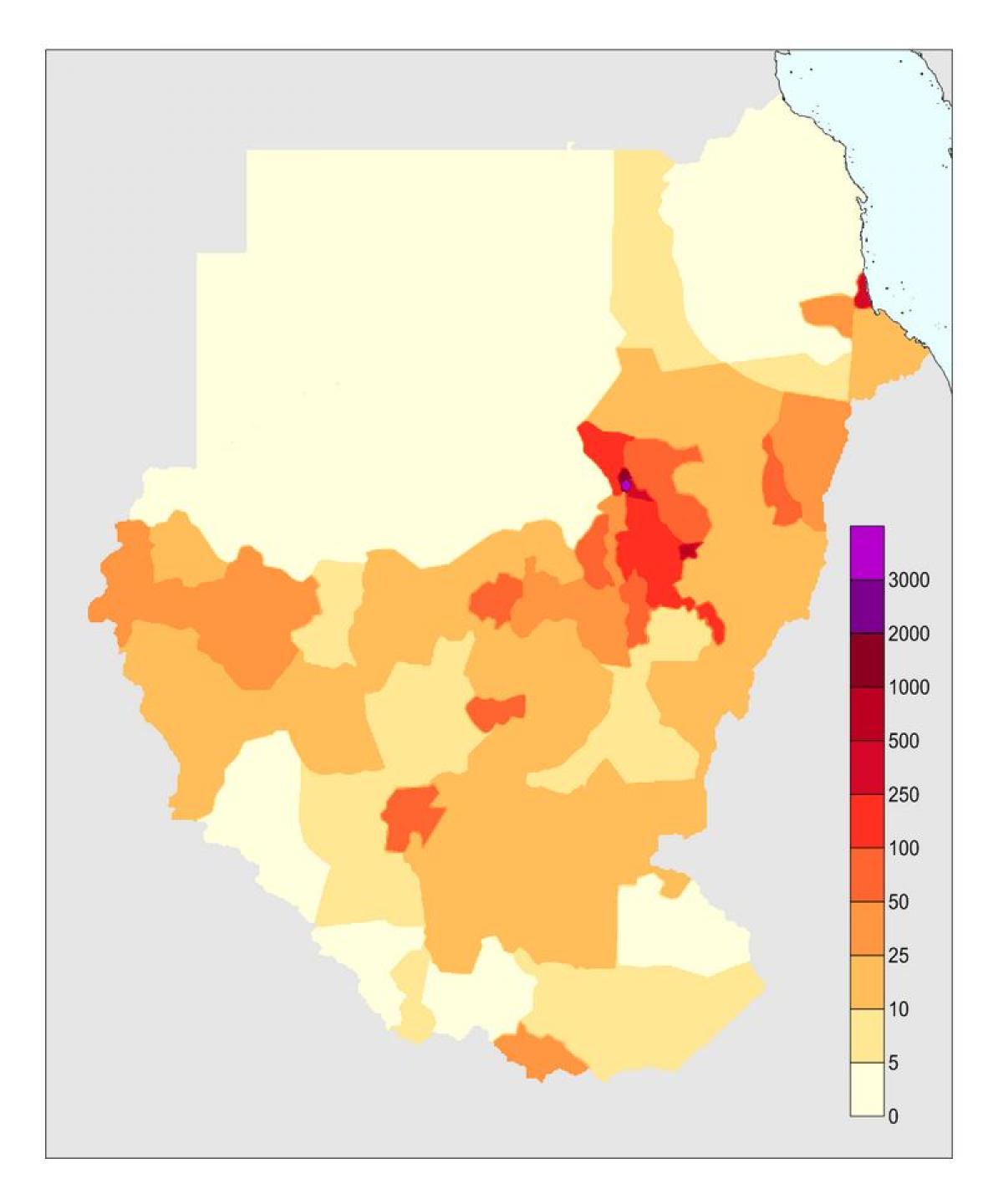 Ramani ya Sudan ya idadi ya watu