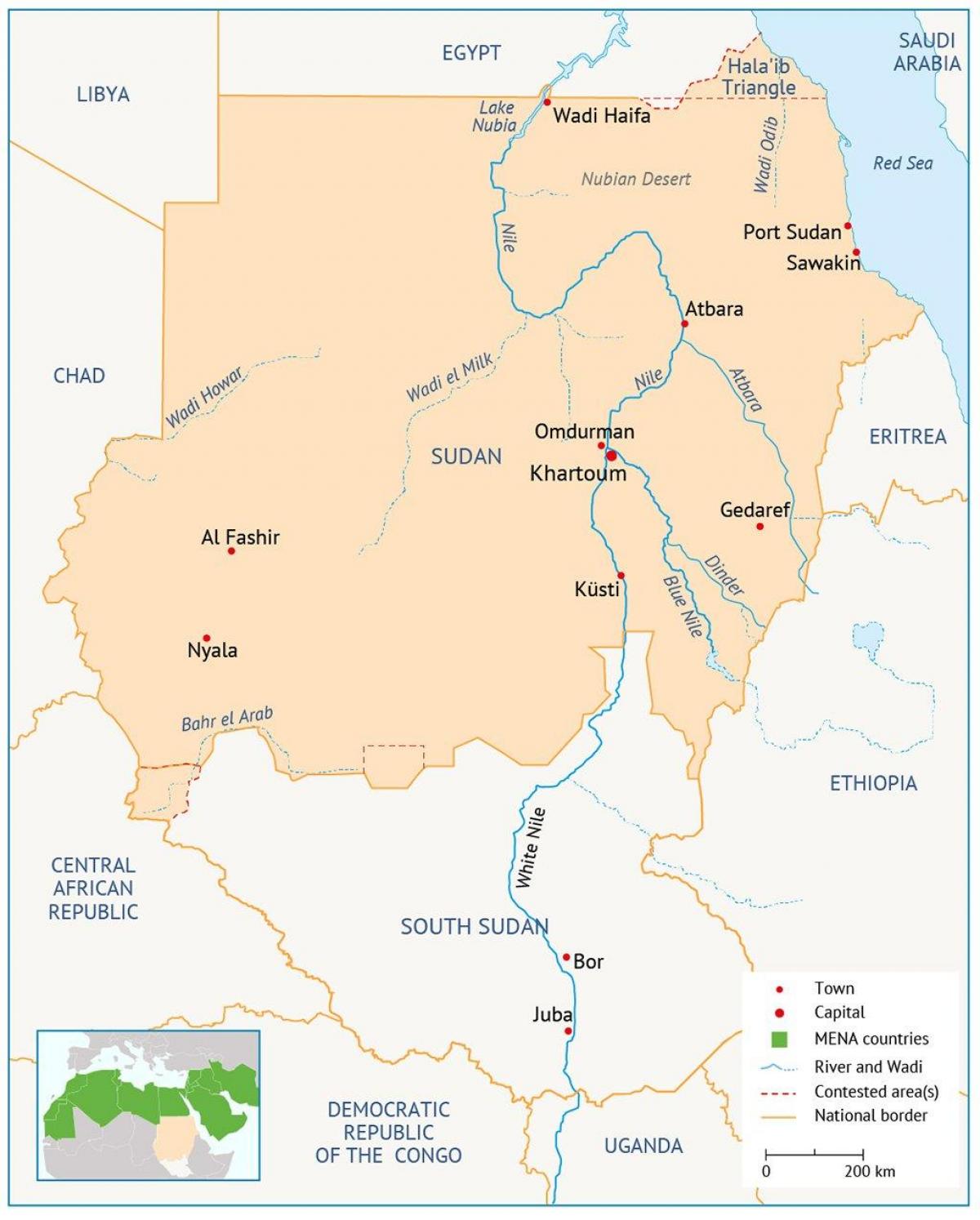 Ramani ya Sudan mto